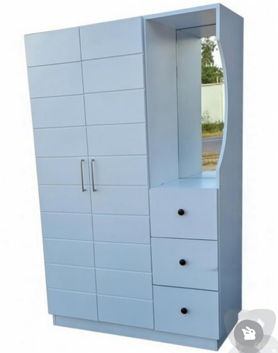 Liana Modern 2-Door Wardrobe with Integrated Vanity & Mirror